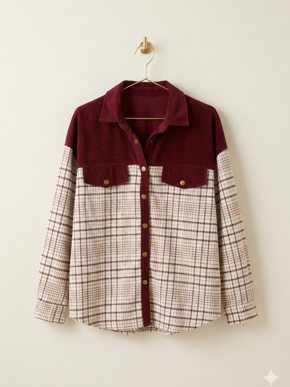 Burgundy and Plaid shacket